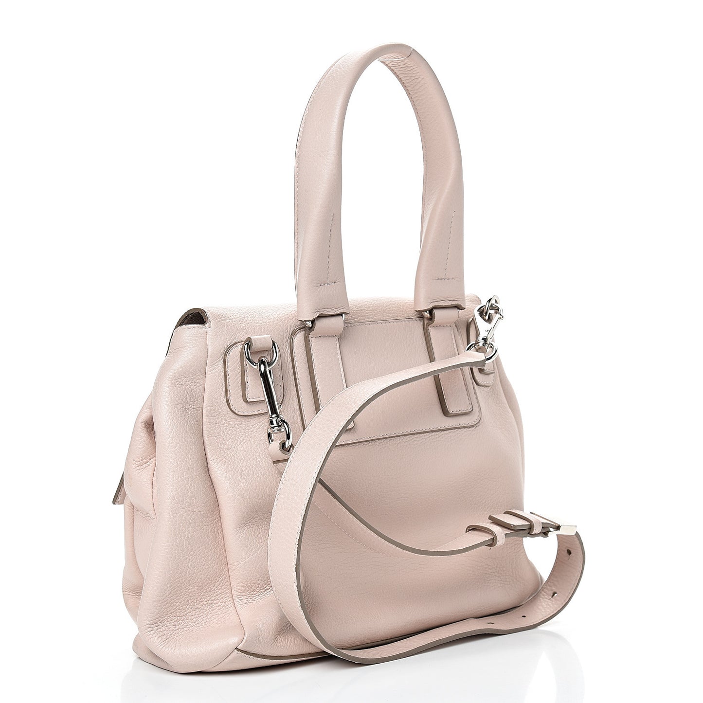 Waxy Grained Calfskin Mini Pandora Pure Flap Bag Nude Pink