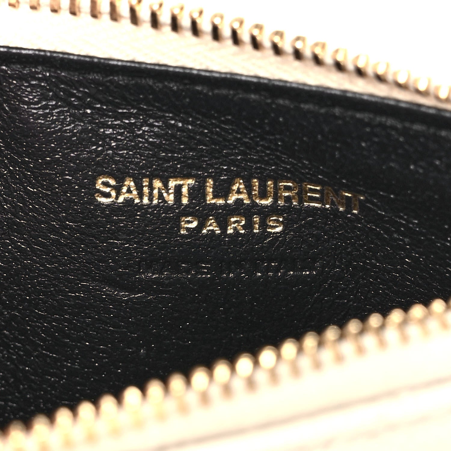 Saint Laurent Grain De Poudre Matelasse Chevron Monogram Fragments Zippered Card Case Crema Soft 6 of 11