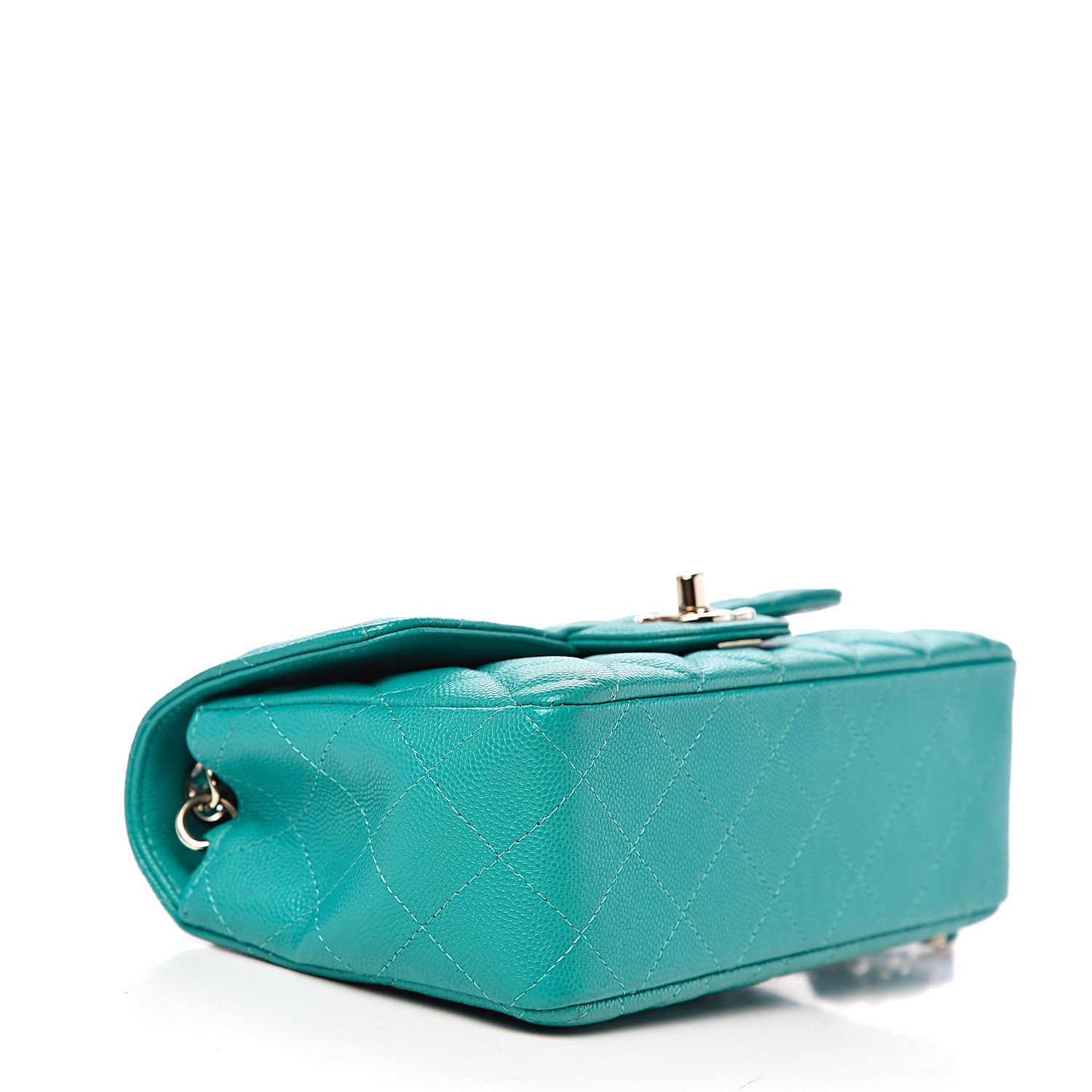 Chanel Caviar Quilted Mini Rectangular Flap Turquoise 3 of 10