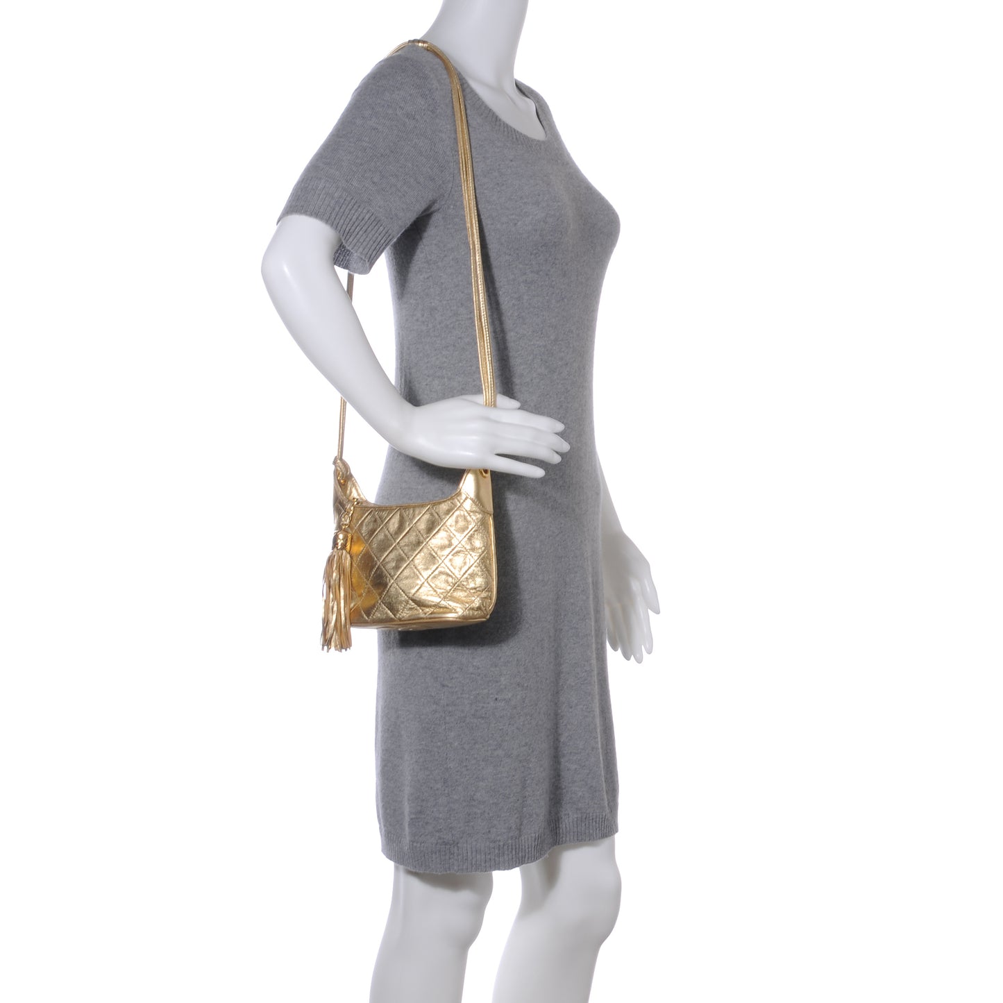 Lambskin Quilted Tassel Bag Gold