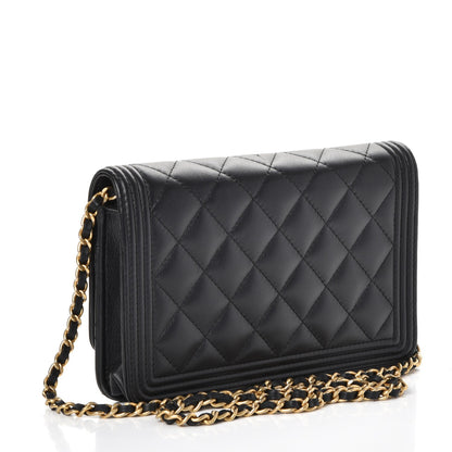 Chanel Calfskin Quilted Boy Wallet On Chain WOC Black 3 of 10