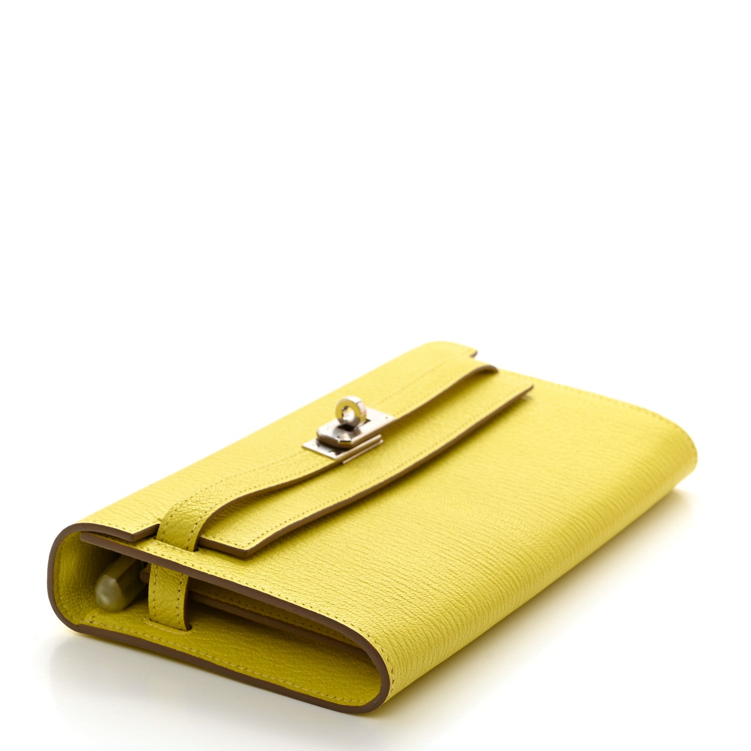 Hermes Chevre Mysore Kelly Wallet To Go Lime 4 of 12