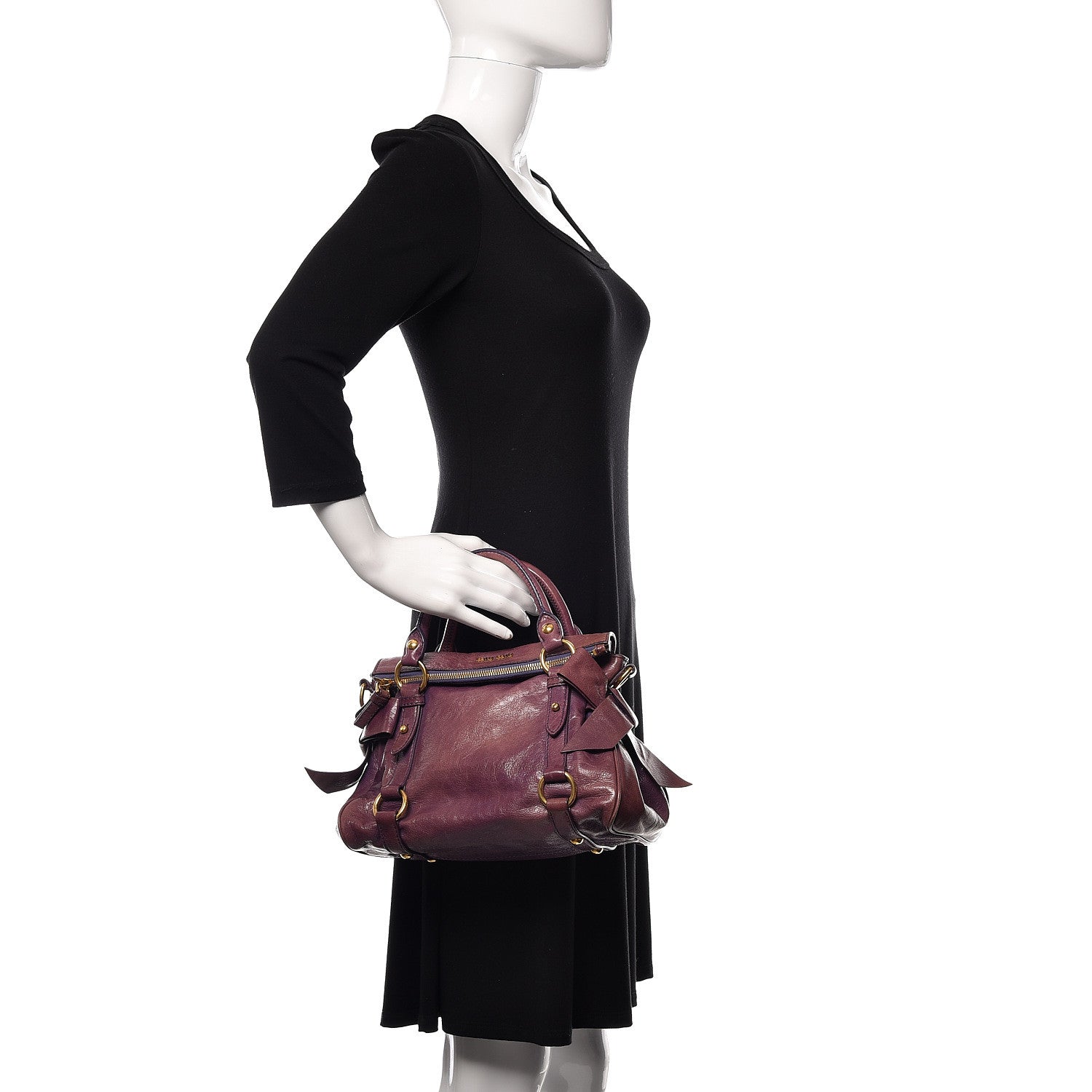 Miu Miu Vitello Lux Mini Bow Bag Viola 2 of 16