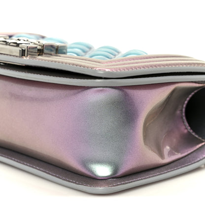 Chanel Iridescent Patent Calfskin PVC Quilted Small Boy Flap Light Purple 10 of 11