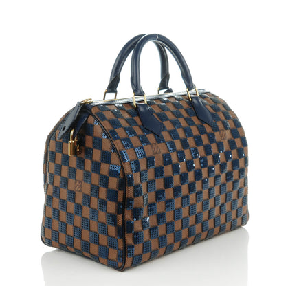 Louis Vuitton Damier Paillettes Speedy 30 Blue 3 of 8
