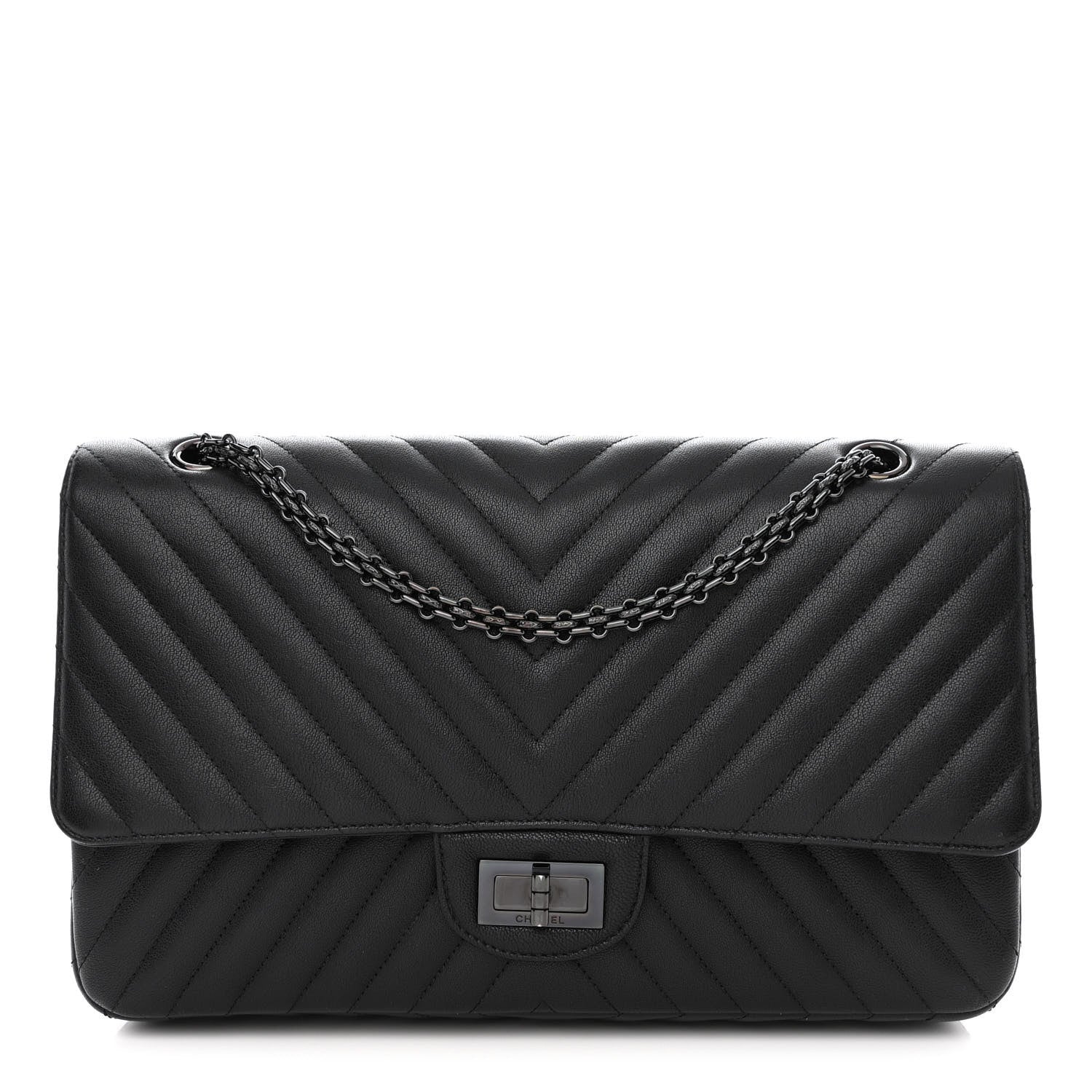 Chanel Sheepskin Chevron Quilted 2.55 Reissue 227 Flap So Black 1 of 13