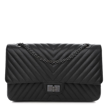Chanel Sheepskin Chevron Quilted 2.55 Reissue 227 Flap So Black 1 of 13