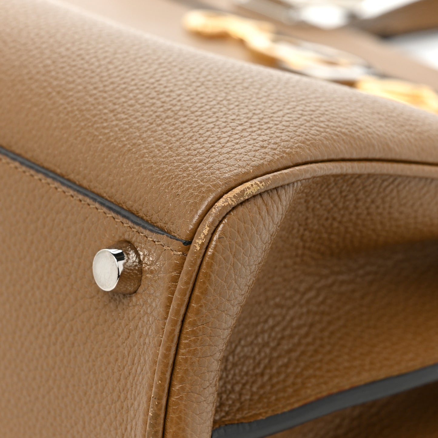 Grainy Calfskin Medium Zumi Top Handle Bag Friky Taupe