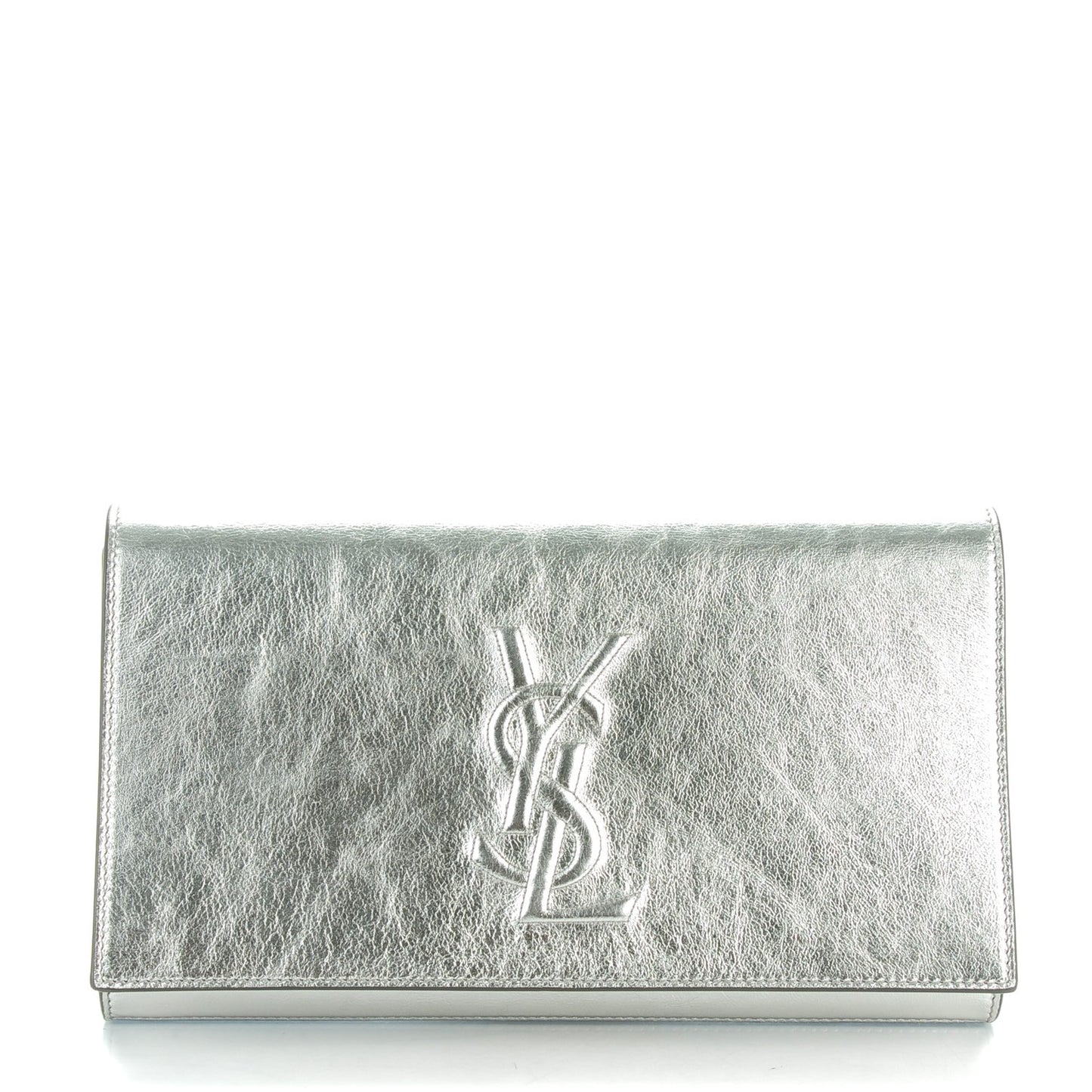 Metallic Calfskin Monogram Large Belle De Jour Clutch Silver