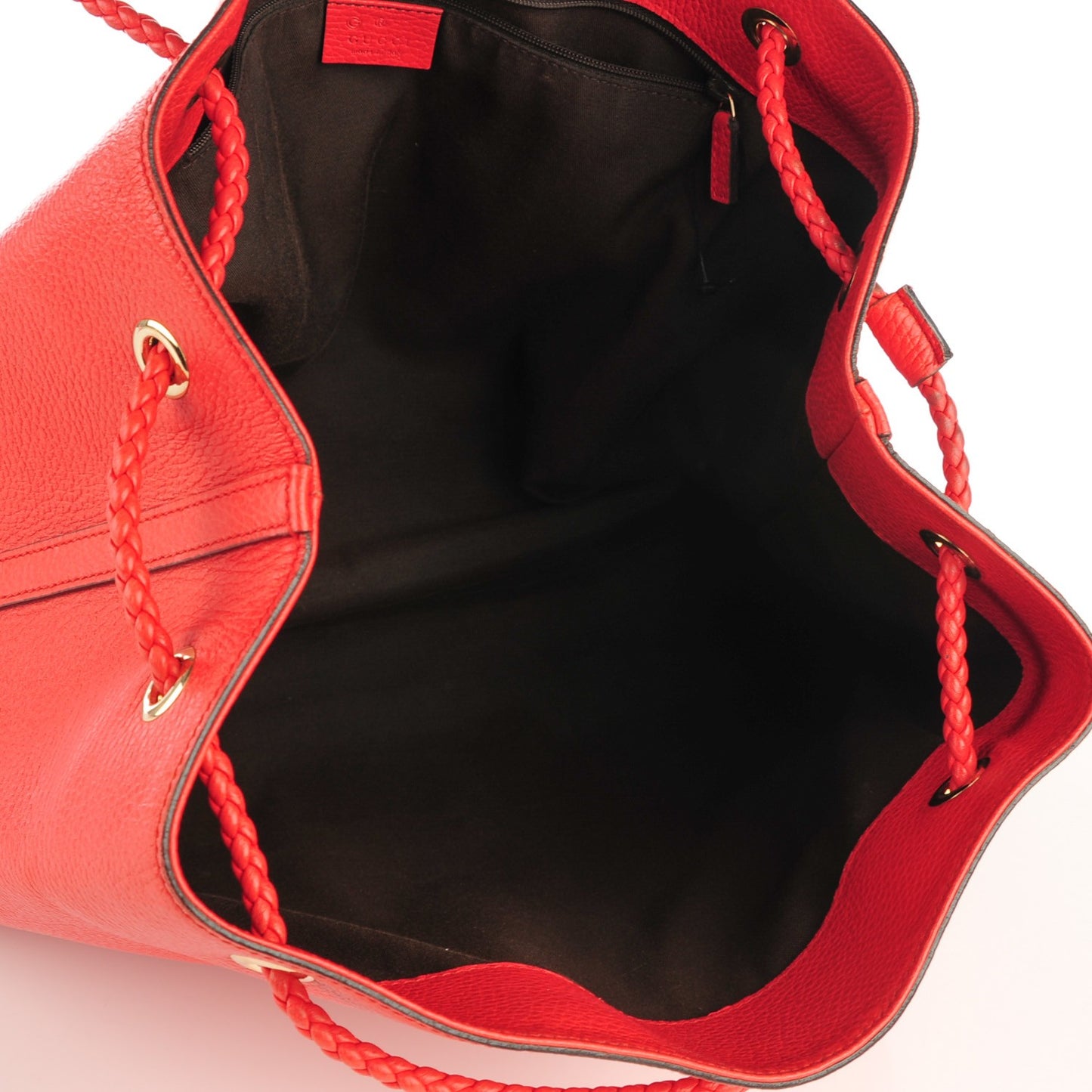 Calfskin Large Gifford Braided Handle Tote Red