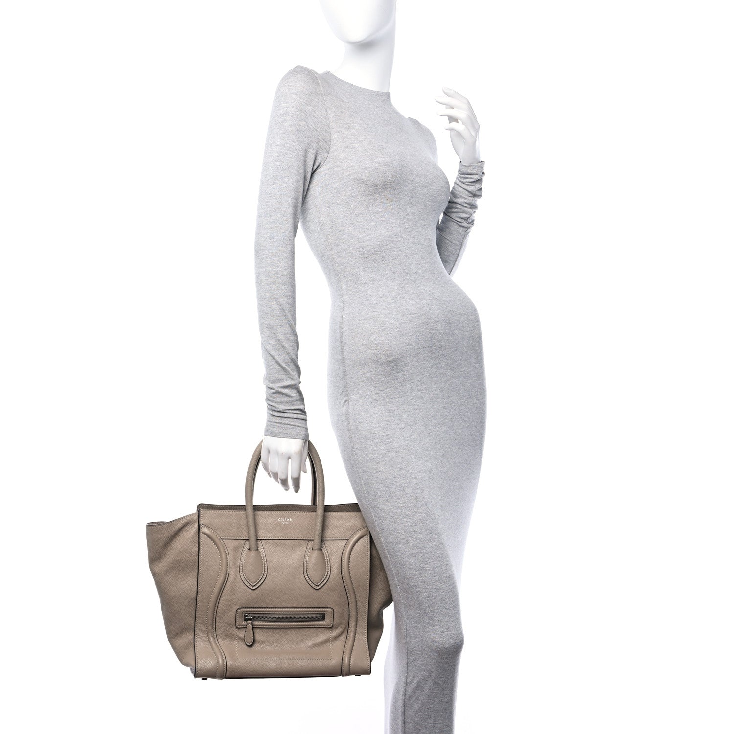 Celine Drummed Calfskin Mini Luggage Dune 3 of 12