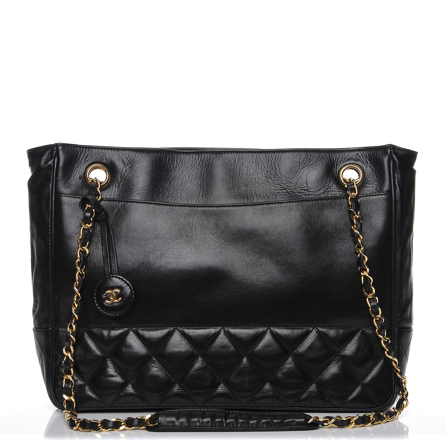 Chanel Lambskin Shopping Tote Navy 1 of 10
