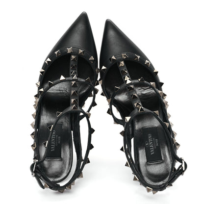 Valentino Garavani Calfskin Nappa Rockstud Ankle Strap 100mm Pumps 37 Black 2 of 9
