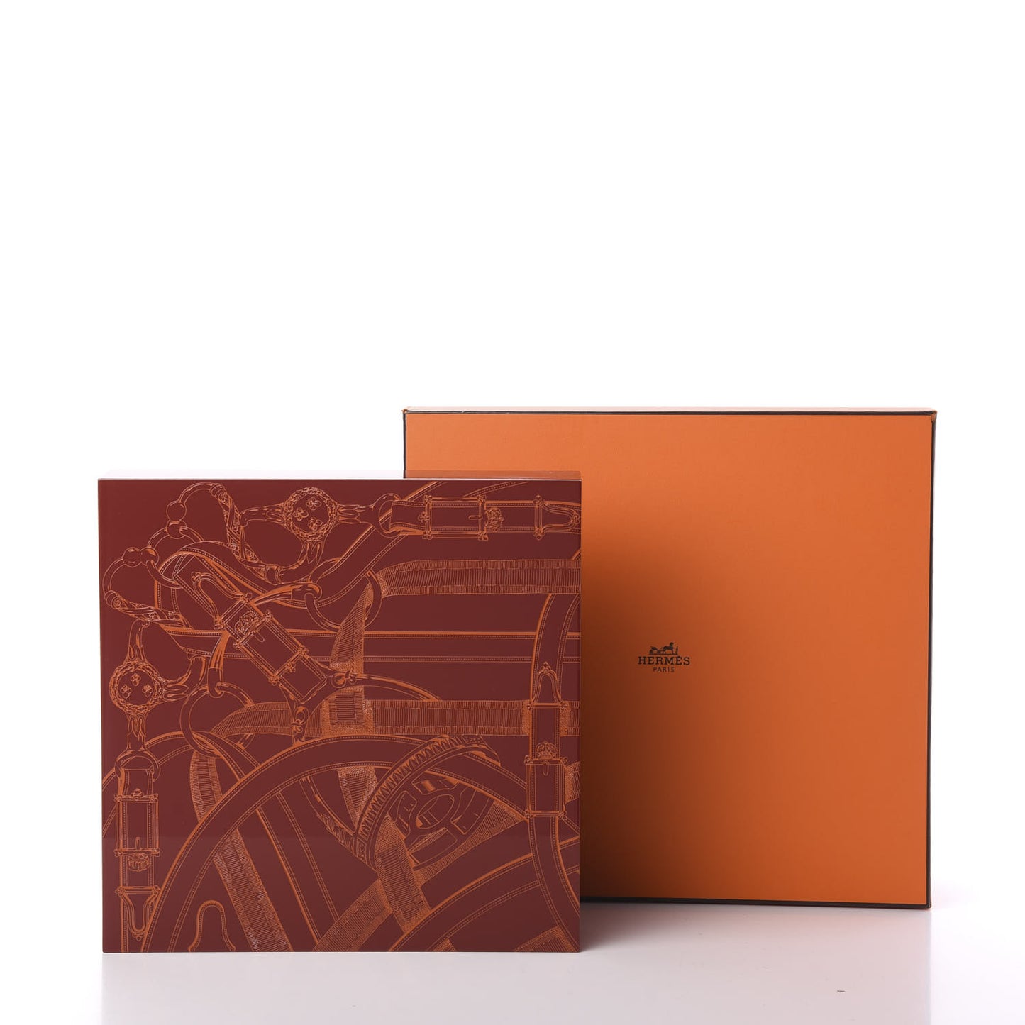 Lacquered Wood Box Rouge Birmin Orange Fonce