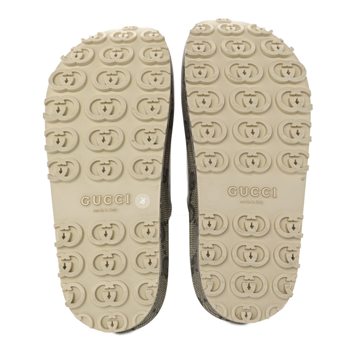 Gucci Cubic Rubber GG Monogram Womens Interlocking G Platform 42mm Slide Sandals 36 Beige Ebony 6 of 11