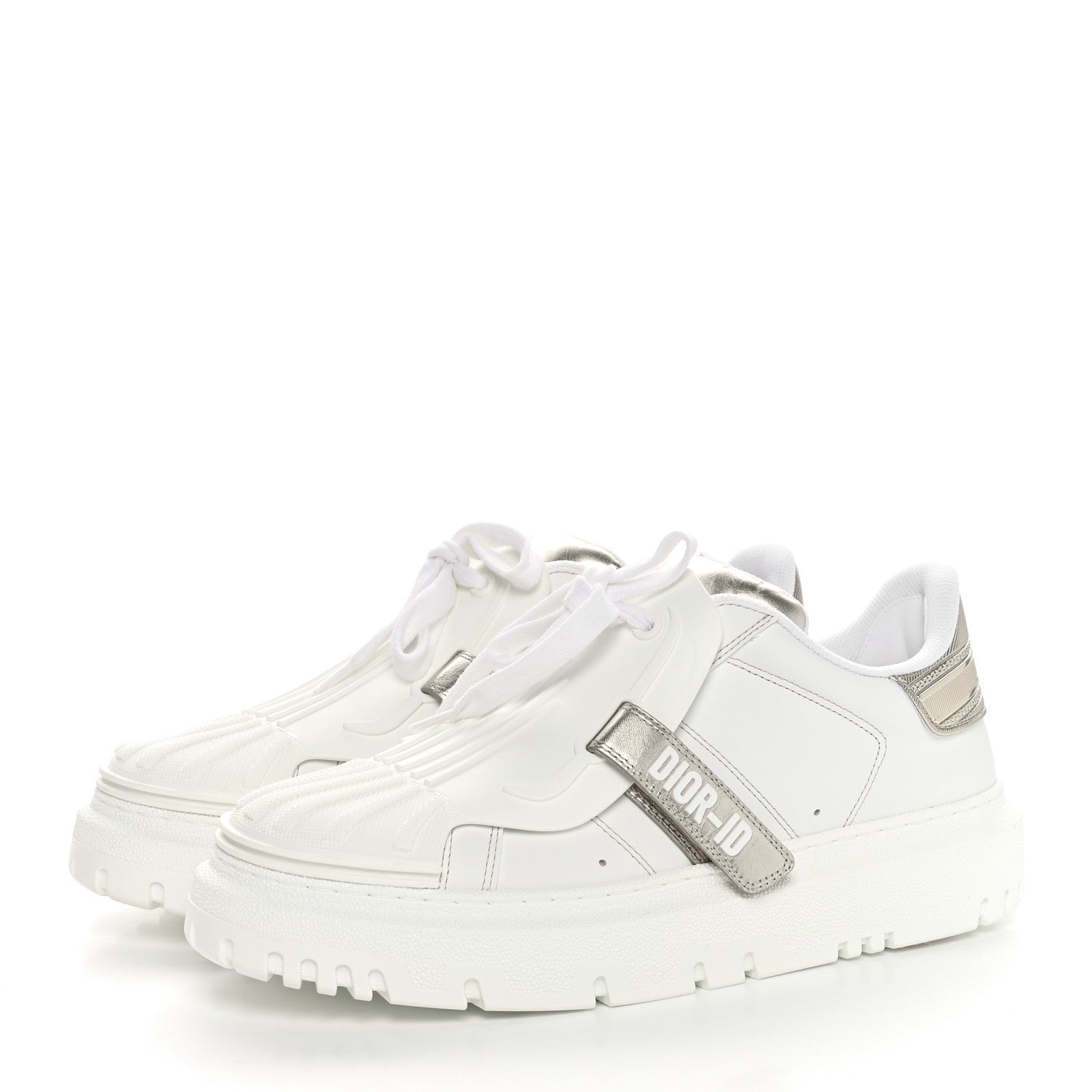 Christian Dior Laminated Calfskin Bi-Color Dior-ID Platform Sneakers 39.5 White Gold 3 of 8