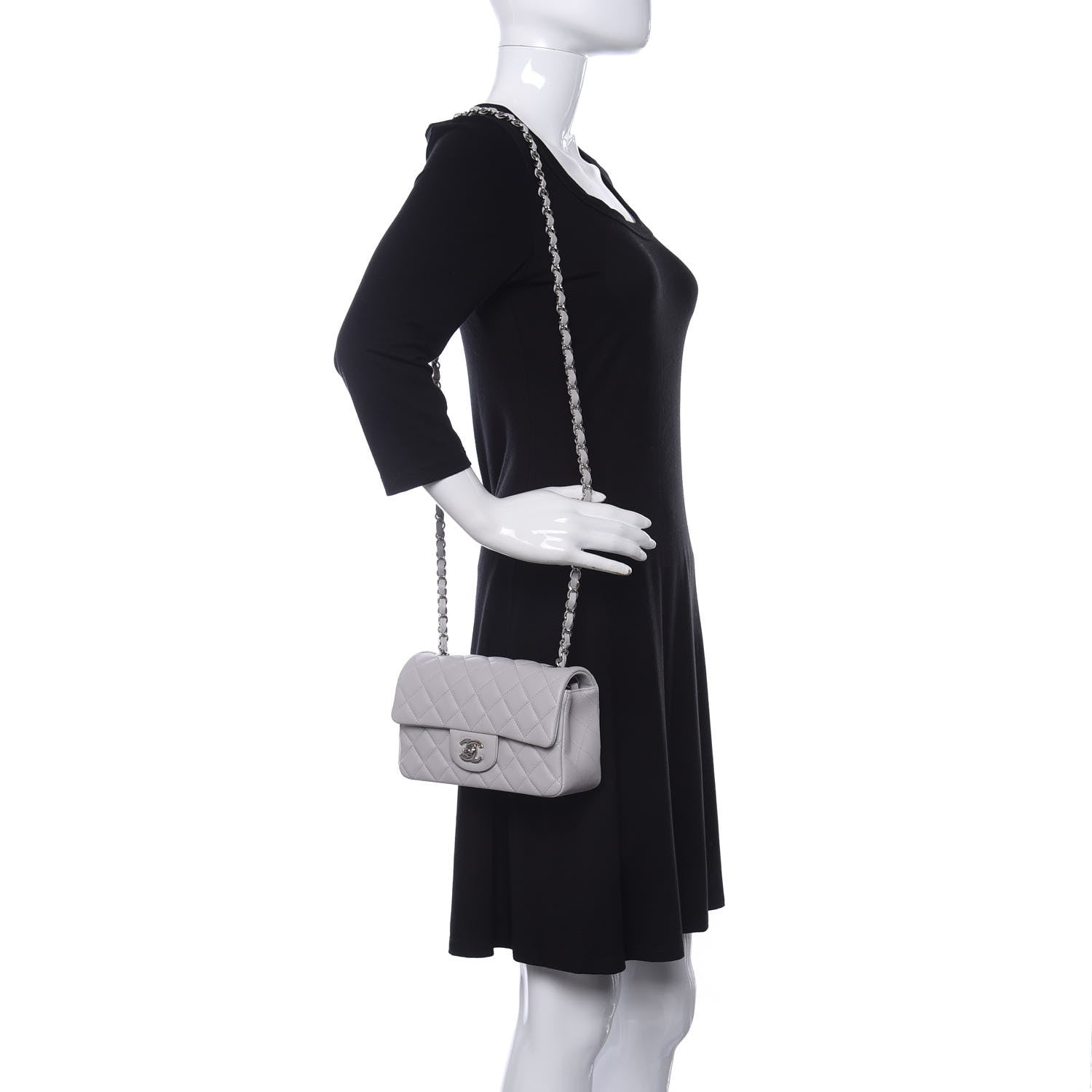 Chanel Lambskin Quilted Mini Rectangular Flap Grey 2 of 11