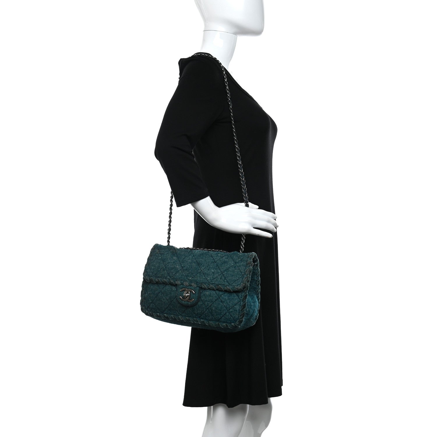 Chanel Fancy Felt Flap Teal 2 of 12