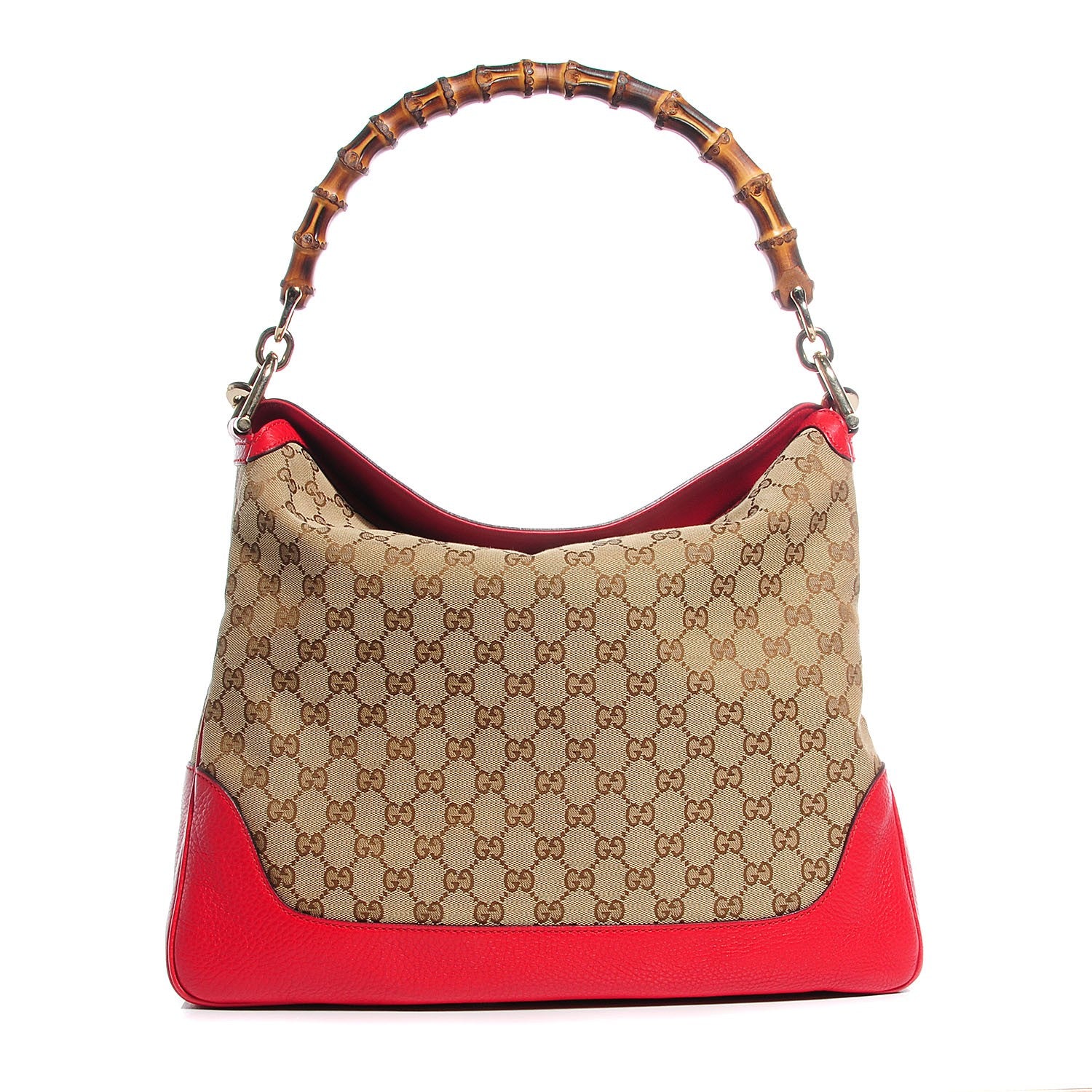 Gucci Monogram Medium Diana Bamboo Shoulder Bag Red 1 of 7