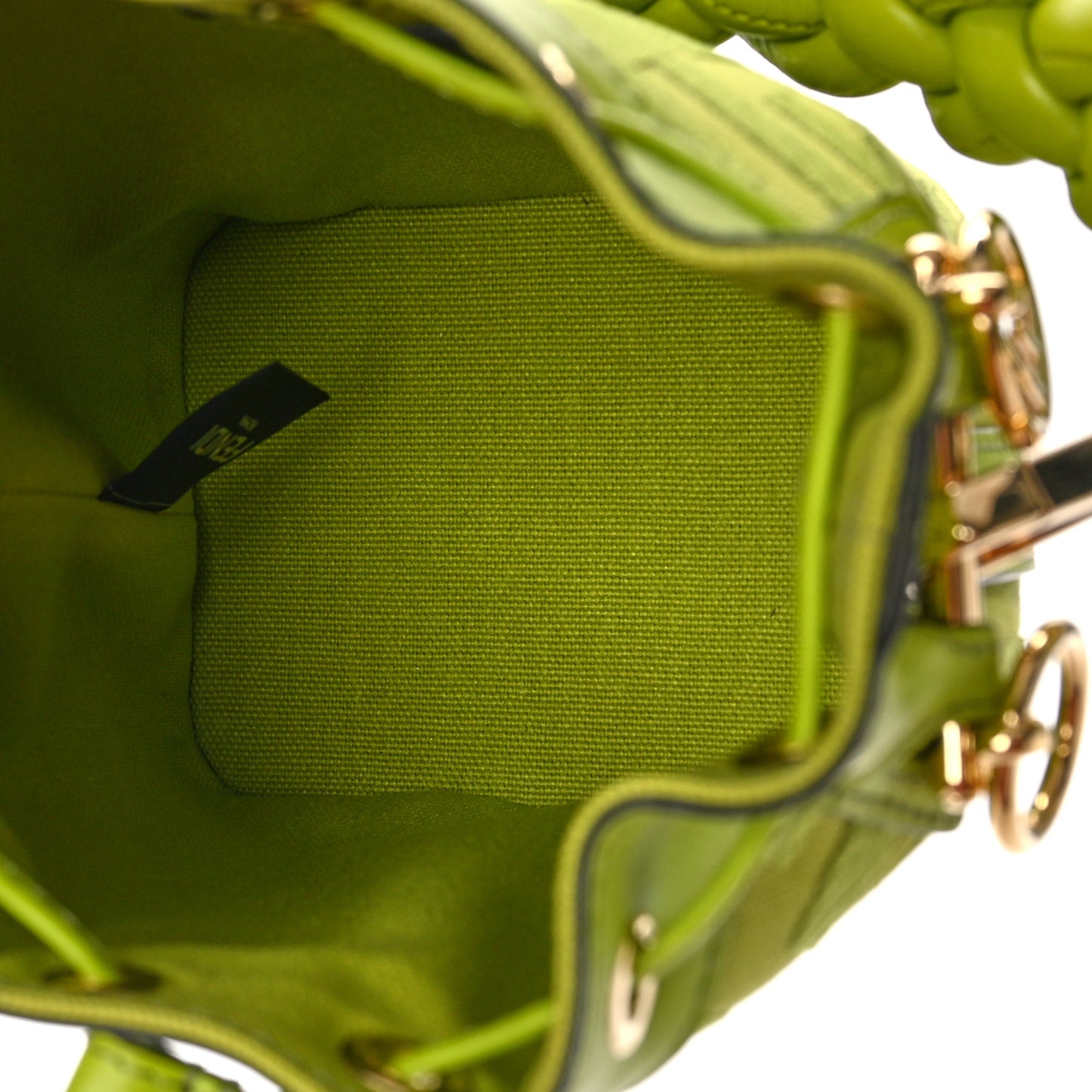 Canvas Nappa F is Fendi FF Embroidered Mini Mon Tresor Bucket Bag Wasabi