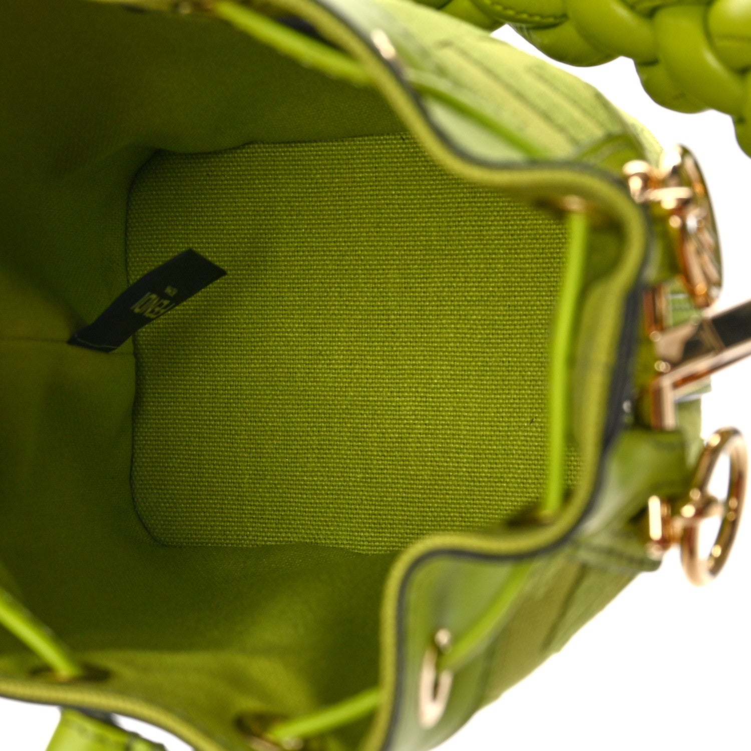 Fendi Canvas Nappa F is Fendi FF Embroidered Mini Mon Tresor Bucket Bag Wasabi 5 of 8