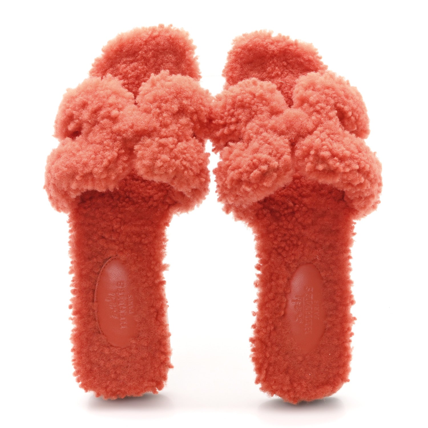 Hermes Woolskin Oran Sandals 36.5 Orange 2 of 8