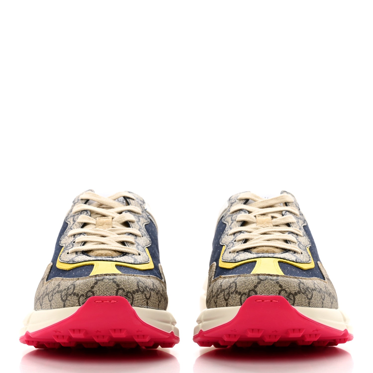 Gucci GG Supreme Monogram Mix Monogram Mens Rhyton Sneakers 9 London Blue Beige Sun Yellow 2 of 9