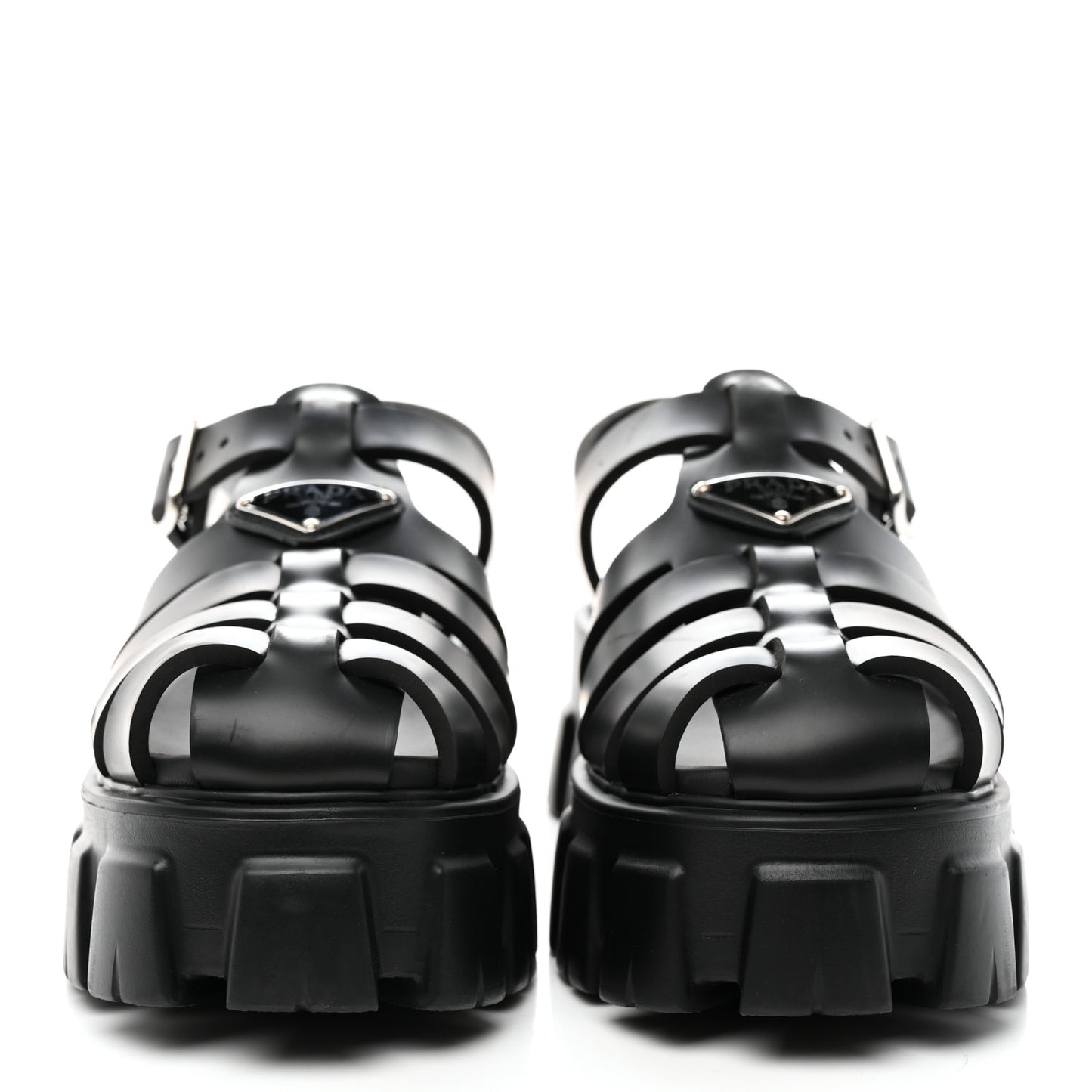Foam Rubber Triangle Logo Monolith 55mm Cage Sandals 38 Black
