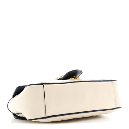 Gucci Vintage Effect Calfskin Matelasse Diagonal Small Torchon GG Marmont Shoulder Bag Mystic White Blue Agata 4 of 10