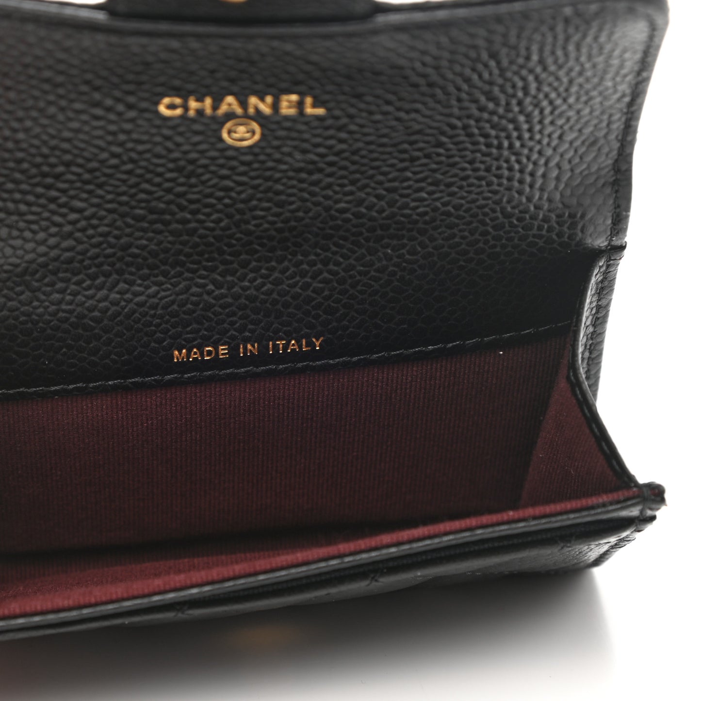 Caviar Quilted Flap Card Holder Wallet Black
