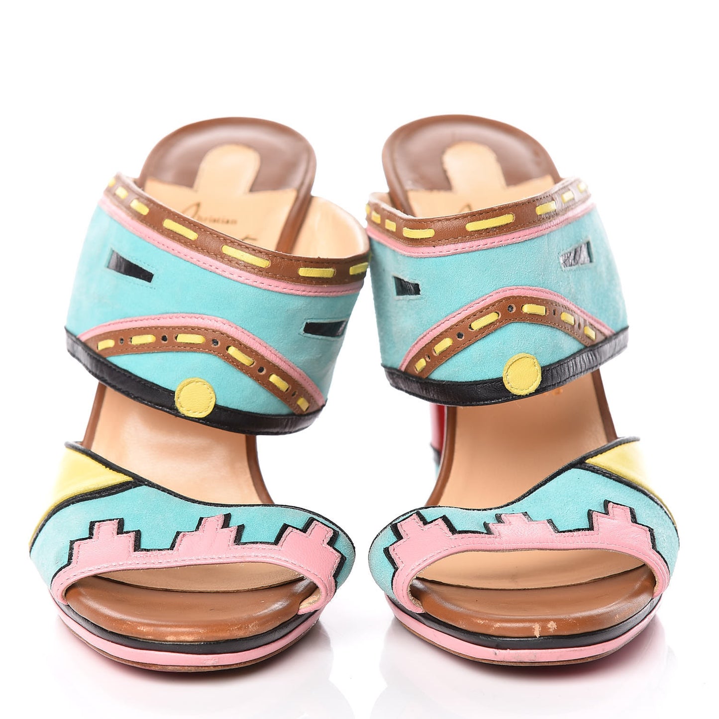 Suede Zunika 120 Slide Sandals 38 Turquoise Multicolor
