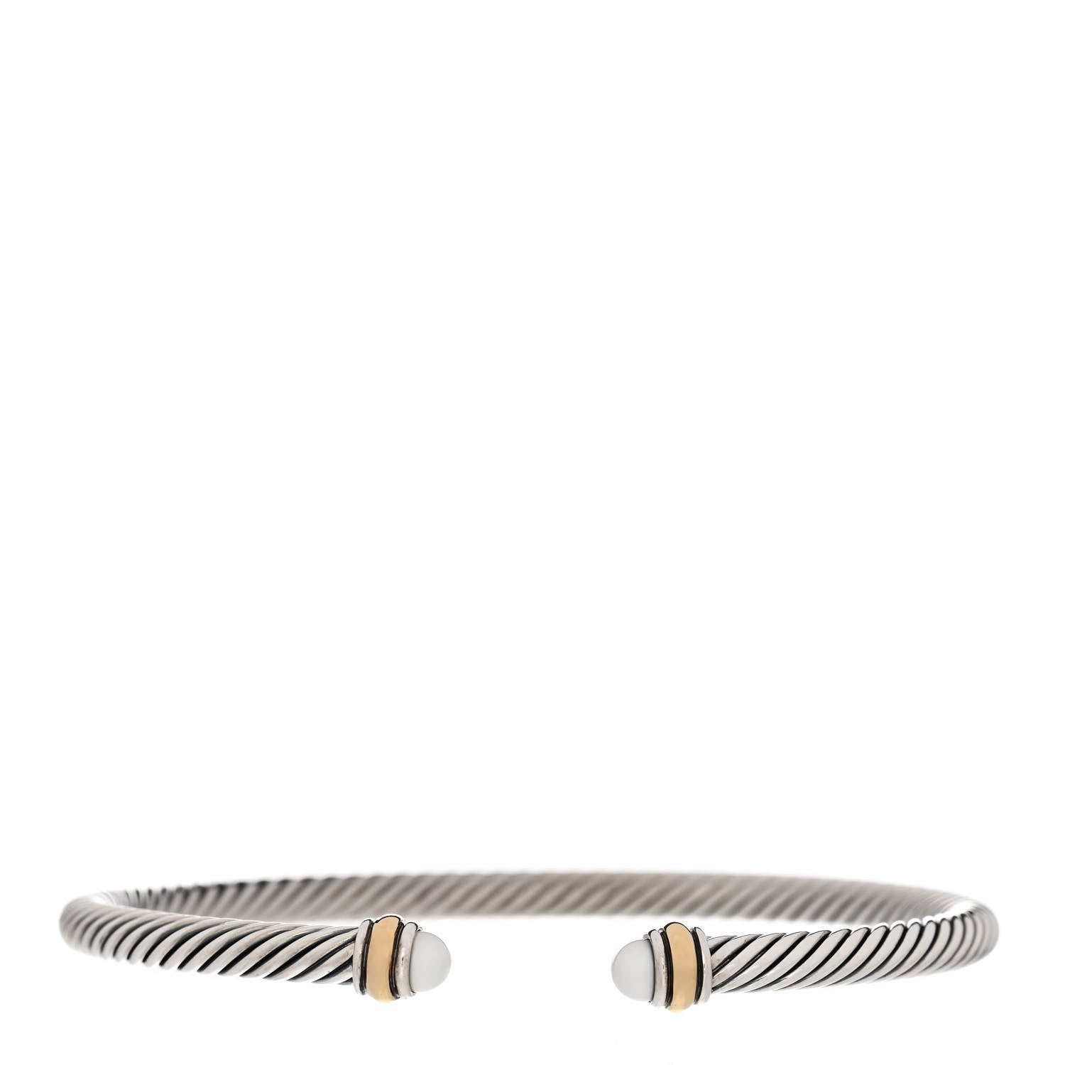 David Yurman Sterling Silver 18K Yellow Gold Pearl 4mm Cable Classics Bracelet 1 of 4