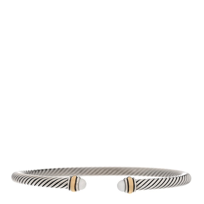 David Yurman Sterling Silver 18K Yellow Gold Pearl 4mm Cable Classics Bracelet 1 of 4