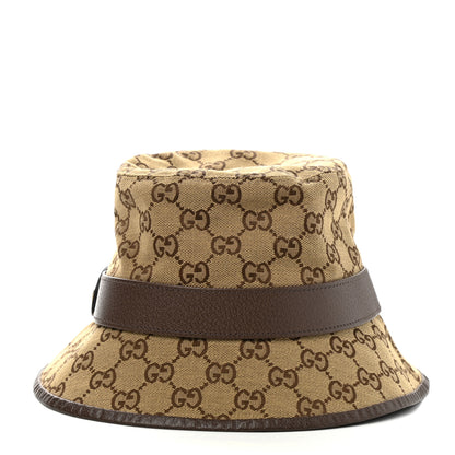 Gucci Monogram Textured Dollar Calfskin GG Jago Bucket Hat S Cacao Beige 4 of 9