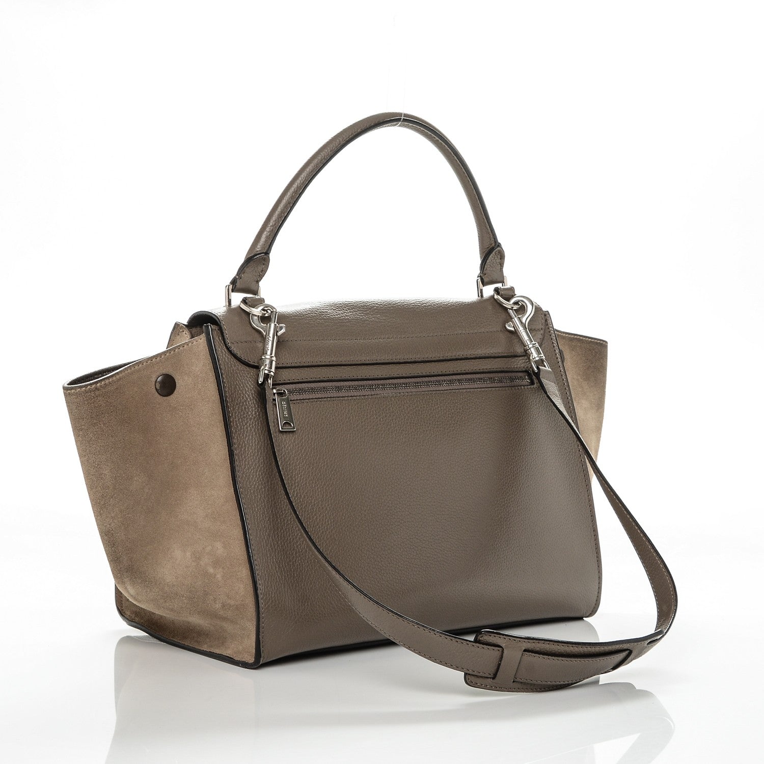 Celine Drummed Calfskin Suede Medium Trapeze Souris 3 of 7