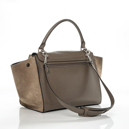 Celine Drummed Calfskin Suede Medium Trapeze Souris 3 of 7