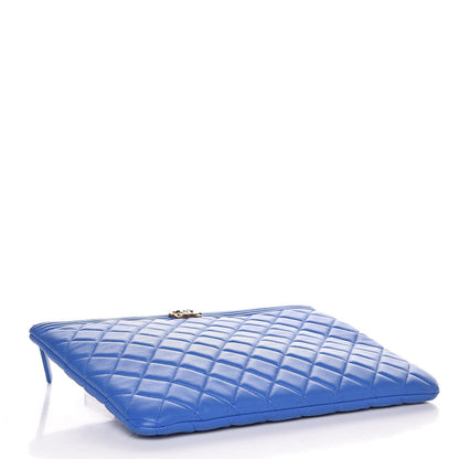 Chanel Lambskin Quilted Medium Boy Cosmetic Case Blue 4 of 7
