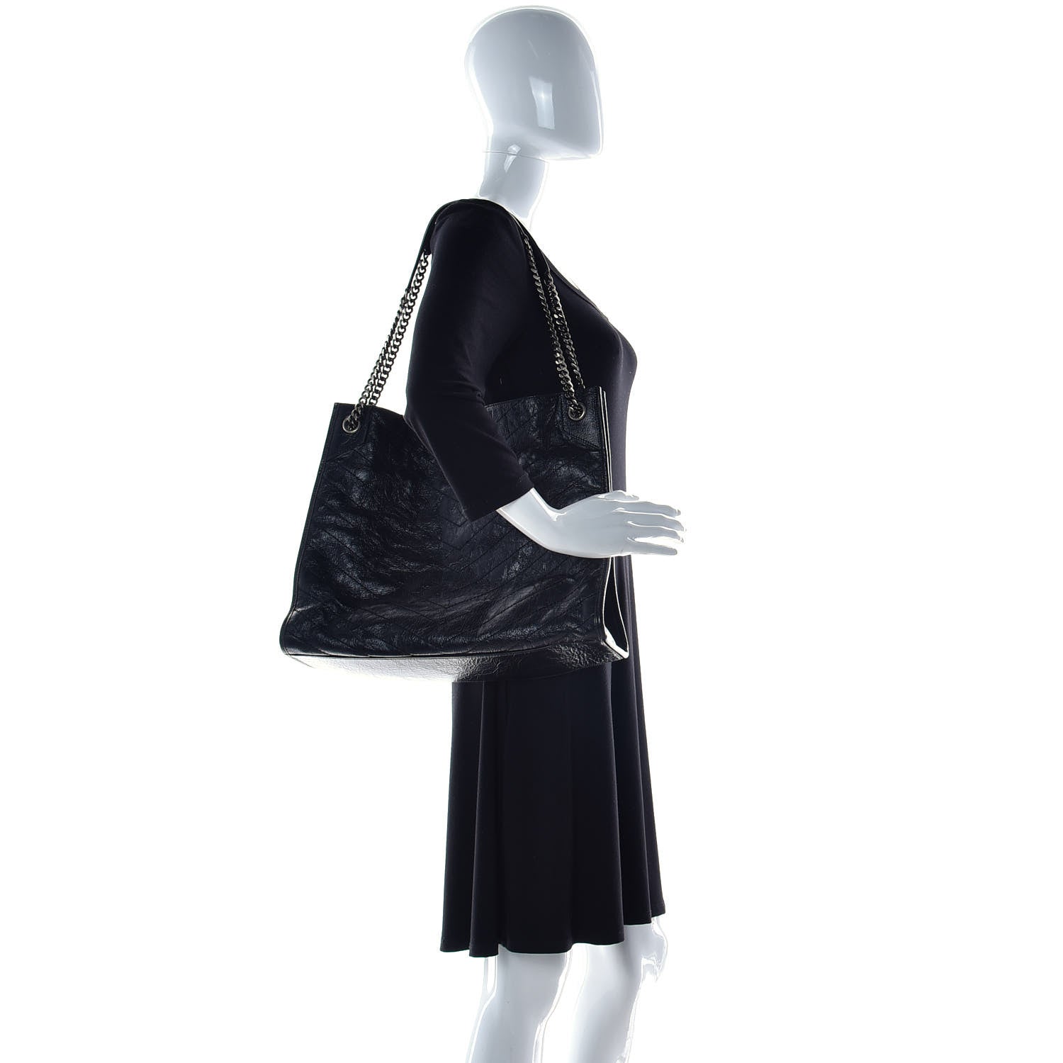 Saint Laurent Crinkled Calfskin Matelasse Monogram Niki Shoulder Bag Black 3 of 9