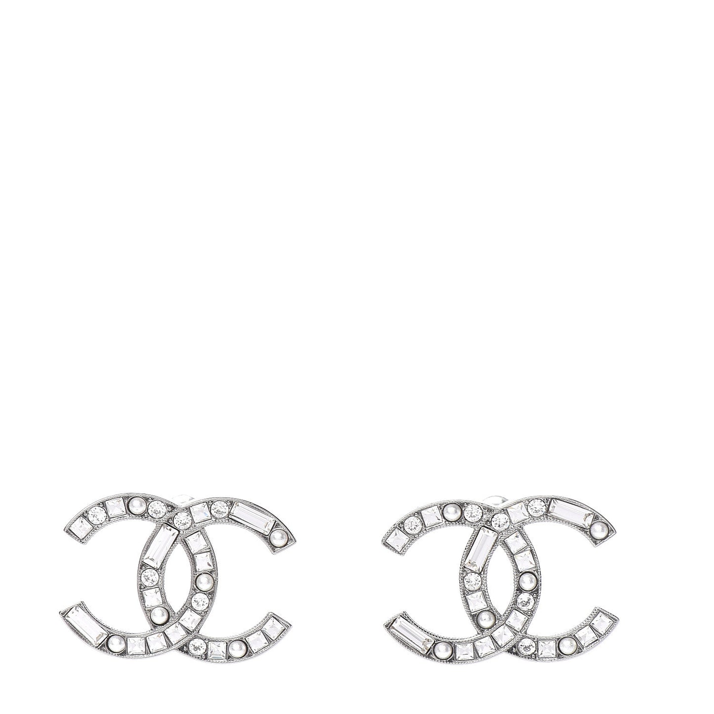 Baguette Crystal Pearl CC Bright Young Things Earrings Ruthenium