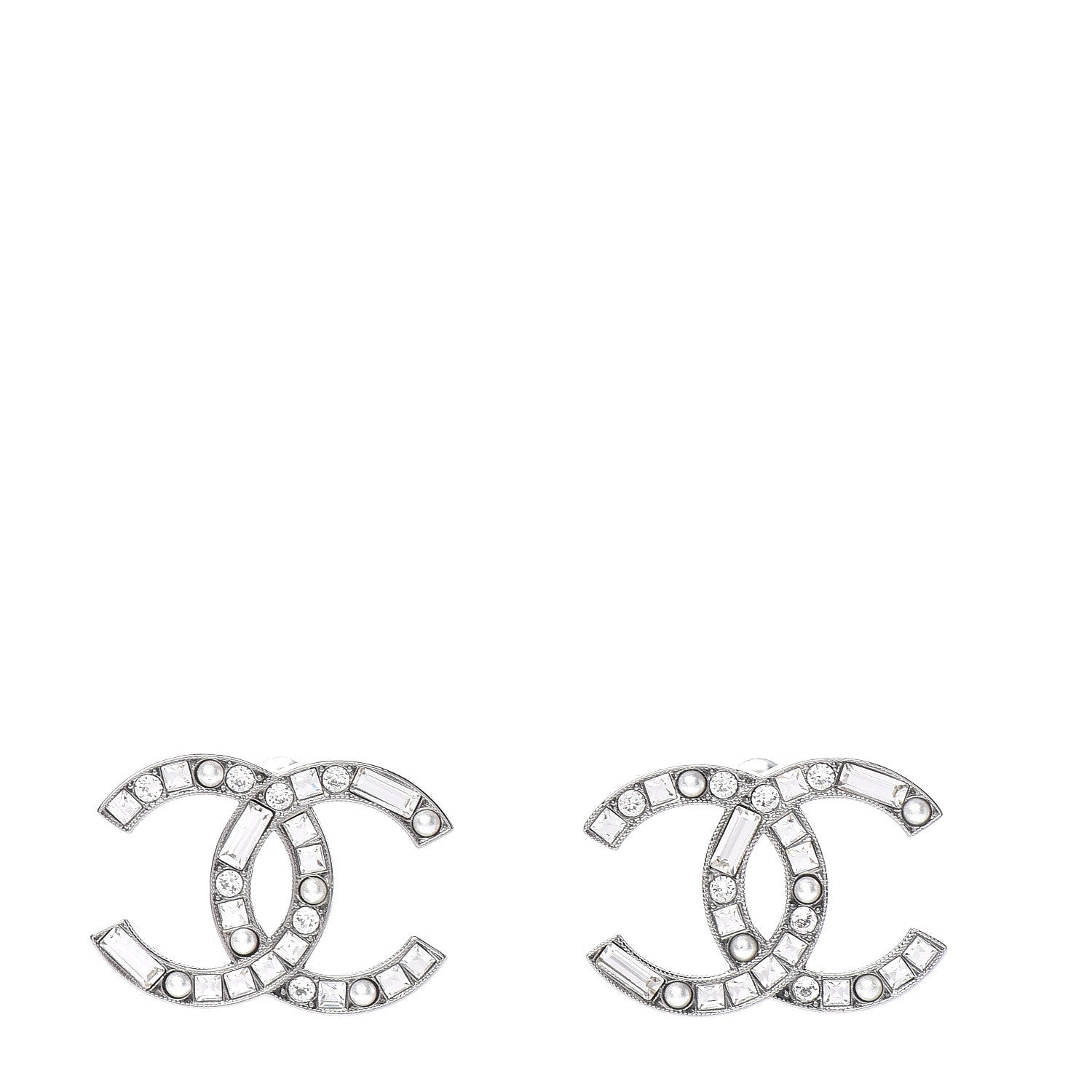 Chanel Baguette Crystal Pearl CC Bright Young Things Earrings Ruthenium 1 of 5