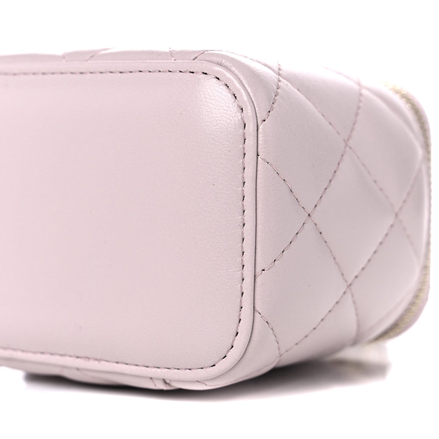 Lambskin Quilted Pearl Crush Mini Vanity Case With Chain Light Purple