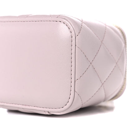 Chanel Lambskin Quilted Pearl Crush Mini Vanity Case With Chain Light Purple 9 of 10