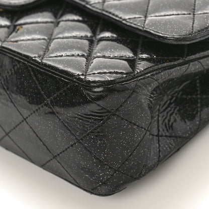 Chanel Patent Quilted Sparkle Glitter Medium Double Flap Black 8 of 14