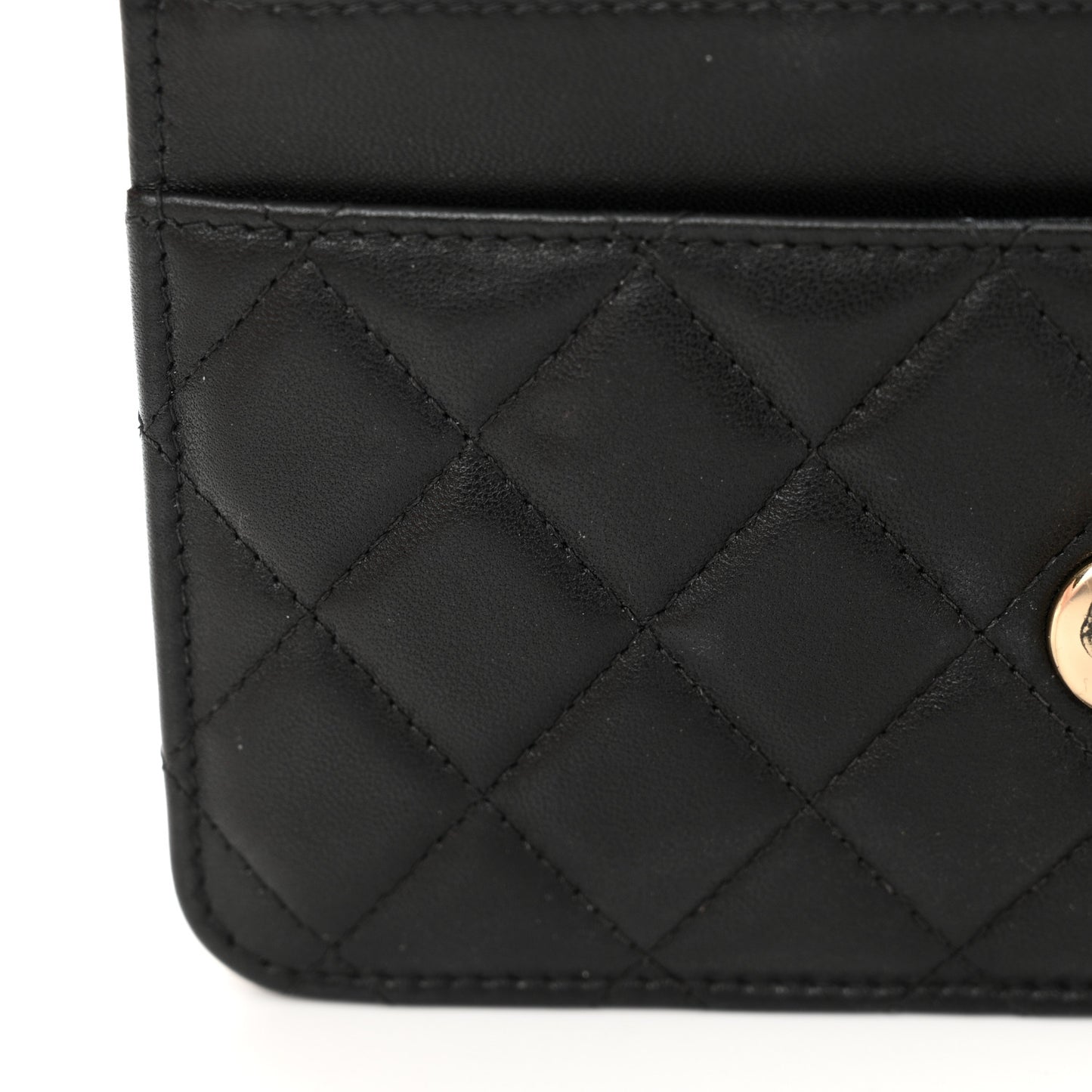 Lambskin Quilted Trendy CC Wallet On Chain WOC Black