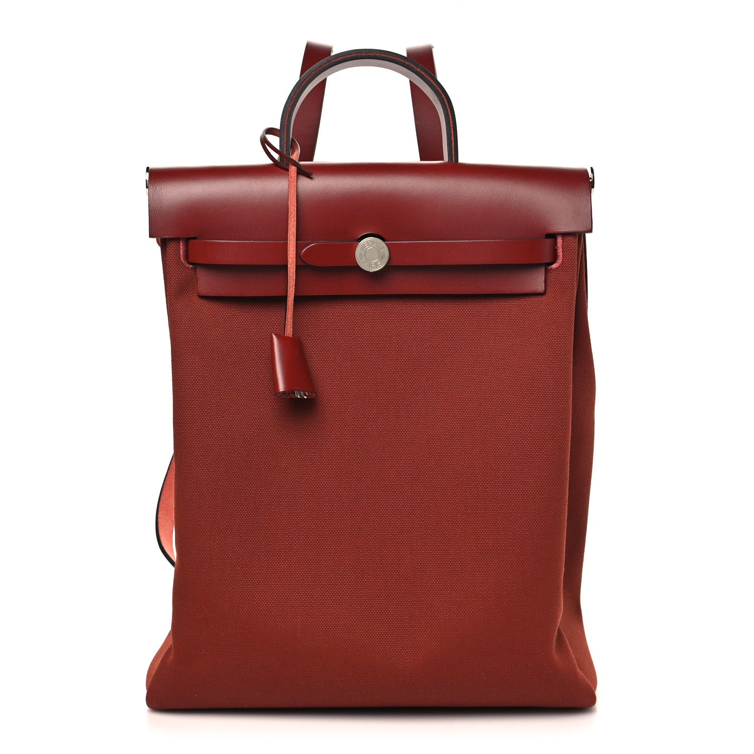 Hermes Military Toile Vache Hunter Herbag a Dos Zip Retourne Backpack Rouge H 1 of 10