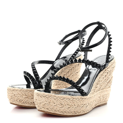 Christian Louboutin Patent Monochrome Mafaldina 120 Wedge Sandals 38 Black 4 of 10