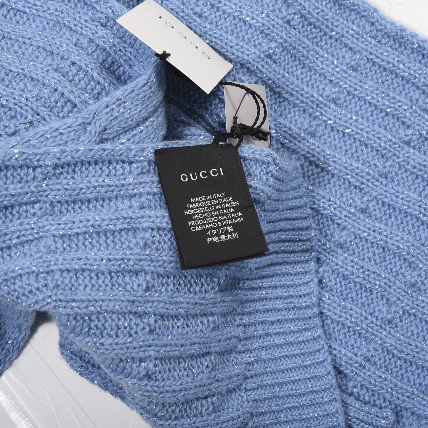Wool Knit Shine Reg Scarf Bluette Sky Blue