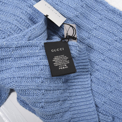Gucci Wool Knit Shine Reg Scarf Bluette Sky Blue 3 of 4