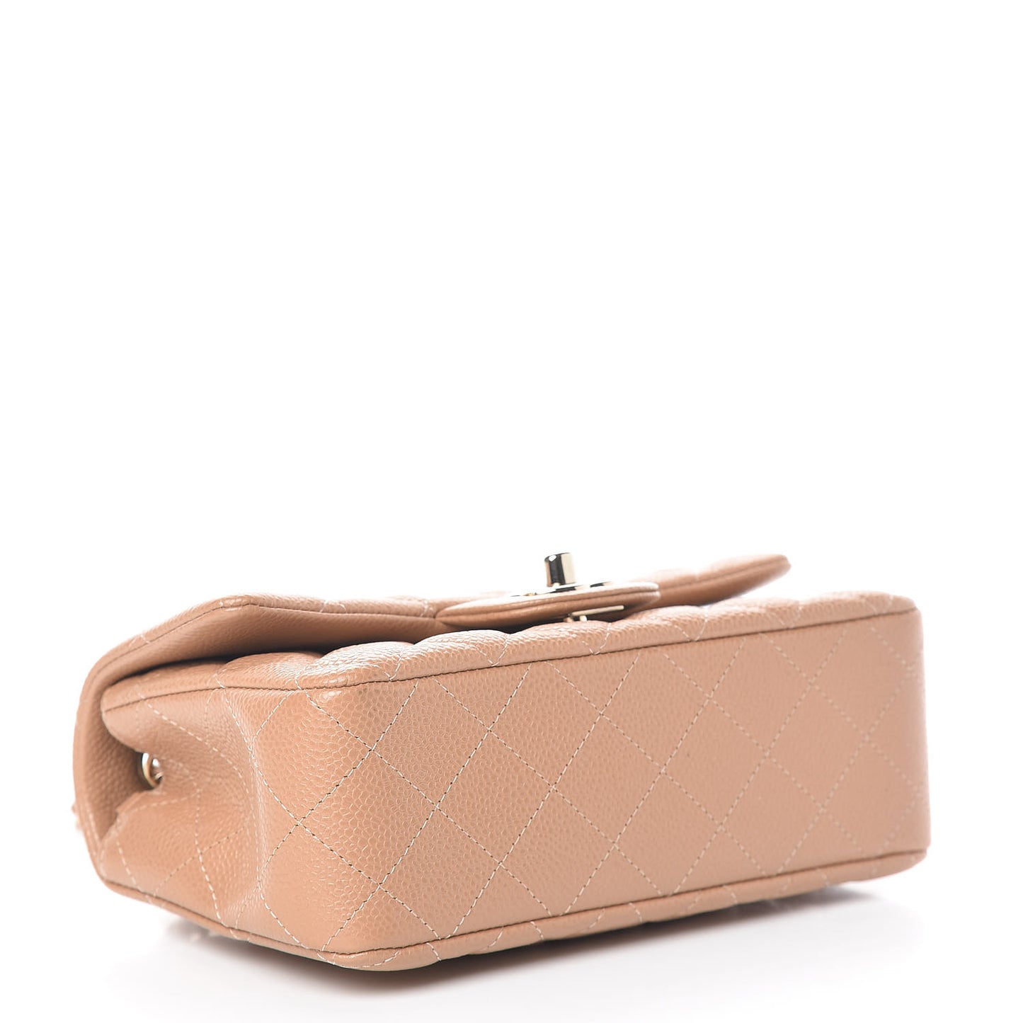 Caviar Quilted Mini Rectangular Flap Dark Beige