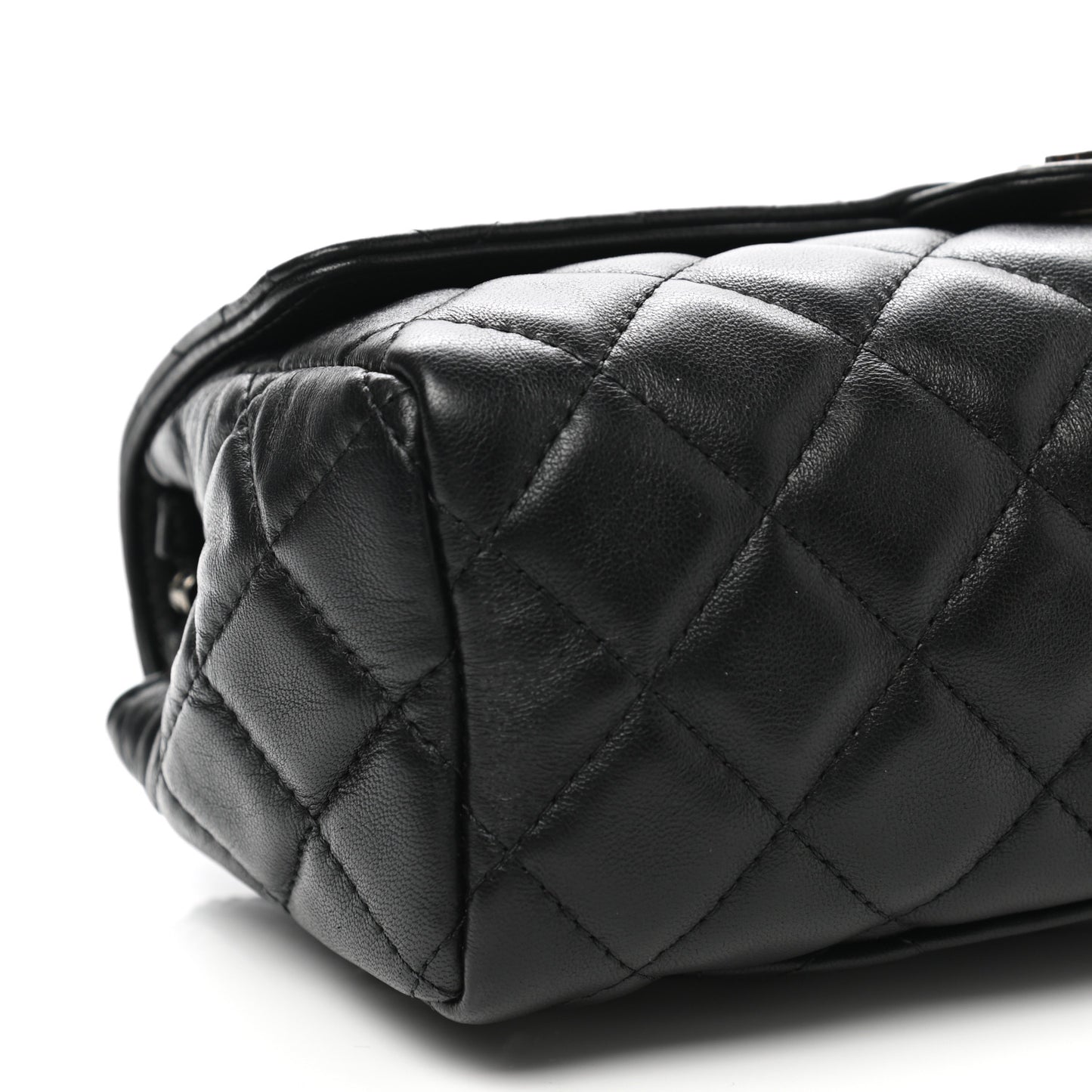 Lambskin Quilted Flap Cosmetic Case Black